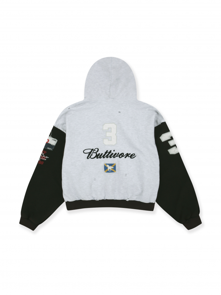 BUTTIVORE ZIP HOODIE - WHITE MELANGE : protocol-index