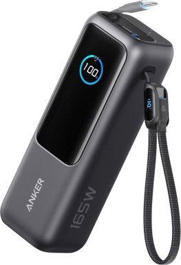 Anker Powerbank 25000 mAh 165W med inbyggda kablar - Inet.se