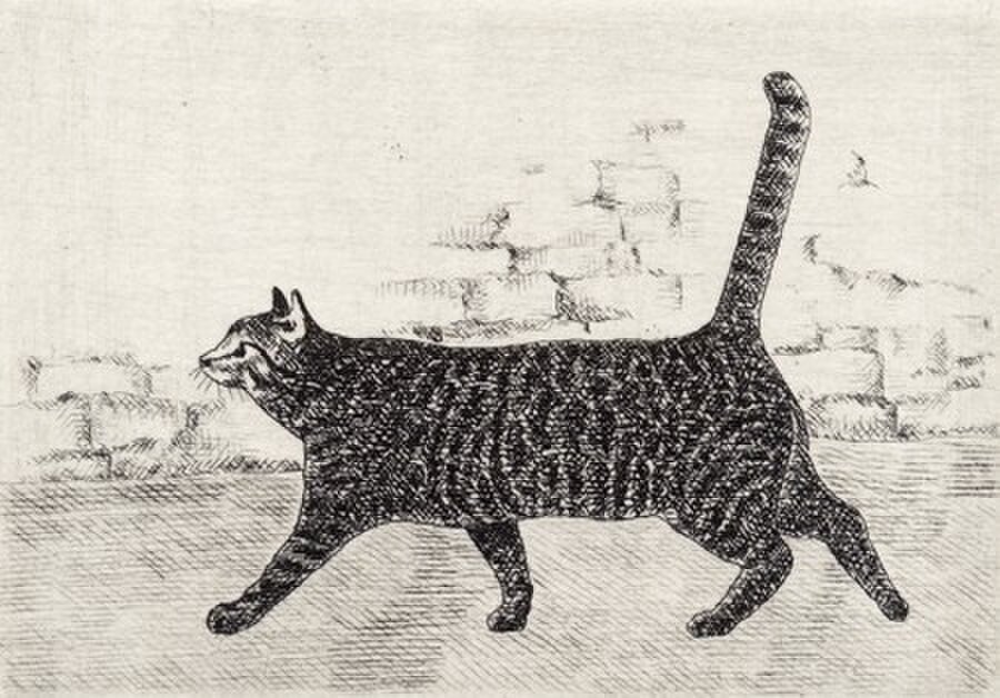 横向きの猫・2015 / 銅版画 (作品のみ） | iichi 日々の暮らしを