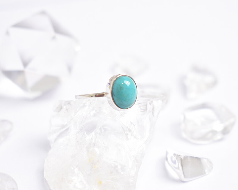水色ターコイズのシルバーリング シルバー925 天然石 指輪 | iichi