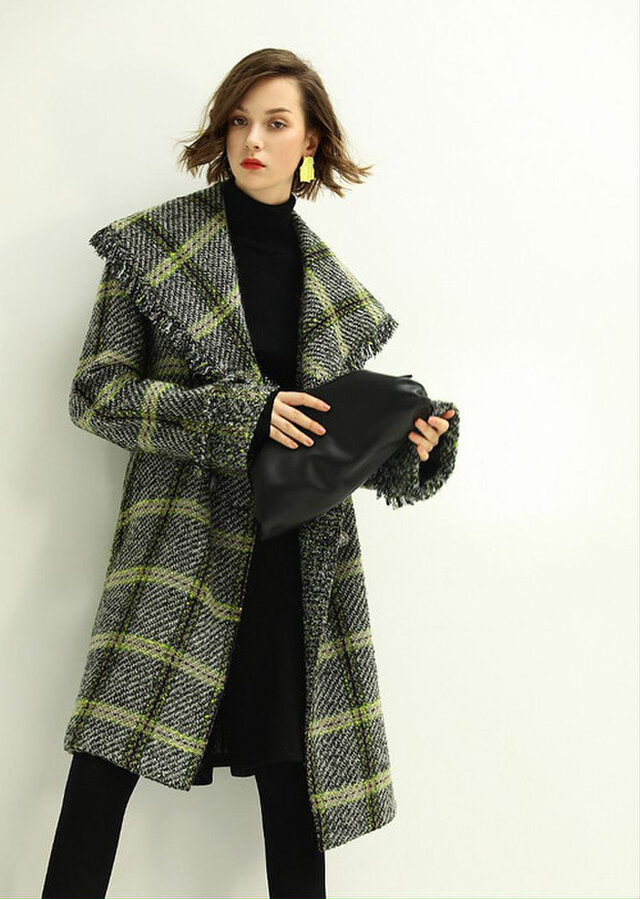 CT1125.00032 チェックビッグカラーコート | iichi 日々の暮らしを