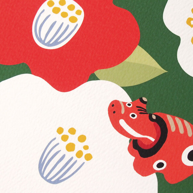 L判〜A3size【椿と赤べこ】ポスター | iichi 日々の暮らしを心地よく