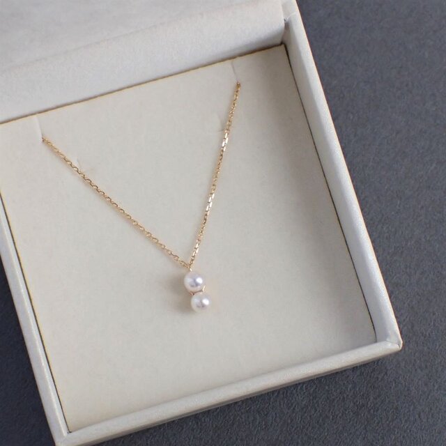 2粒のあこや真珠 ベビーパール ネックレス K10 K18 | iichi 日々の