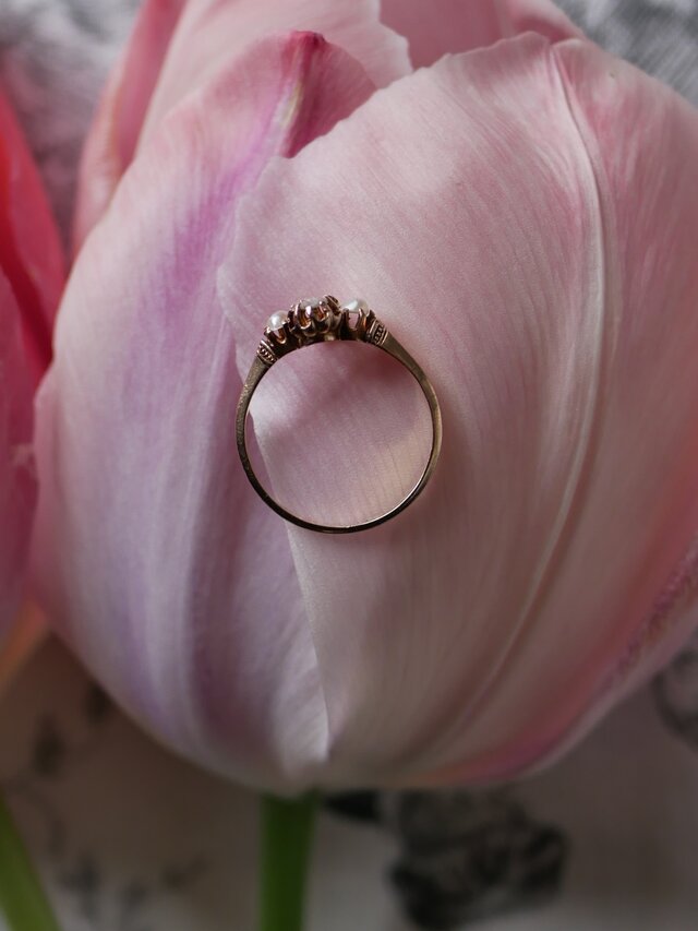 FR-34】 ヴィクトリアン ローズカットダイヤモンド K18 アンティーク