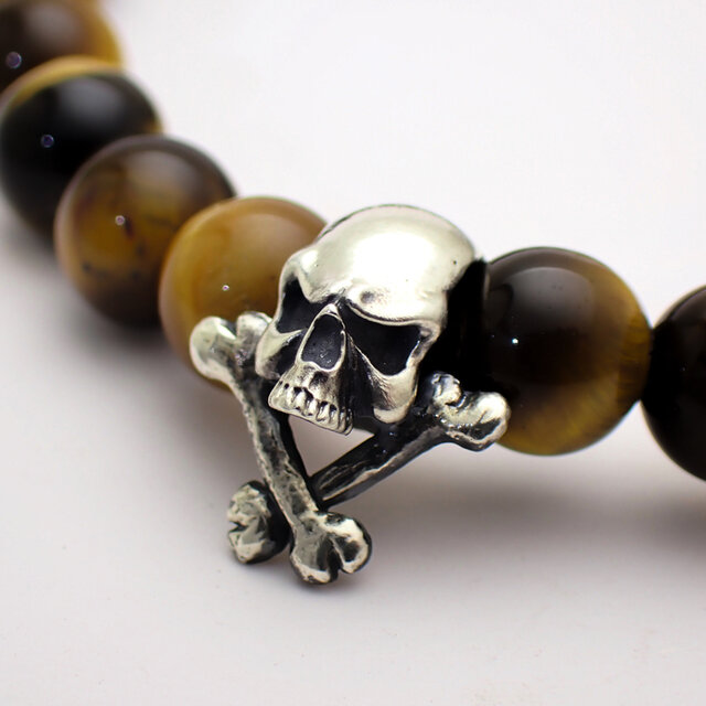 パワーストーン ブレスレット w/ スカル (シルバー925) 」 タイガー