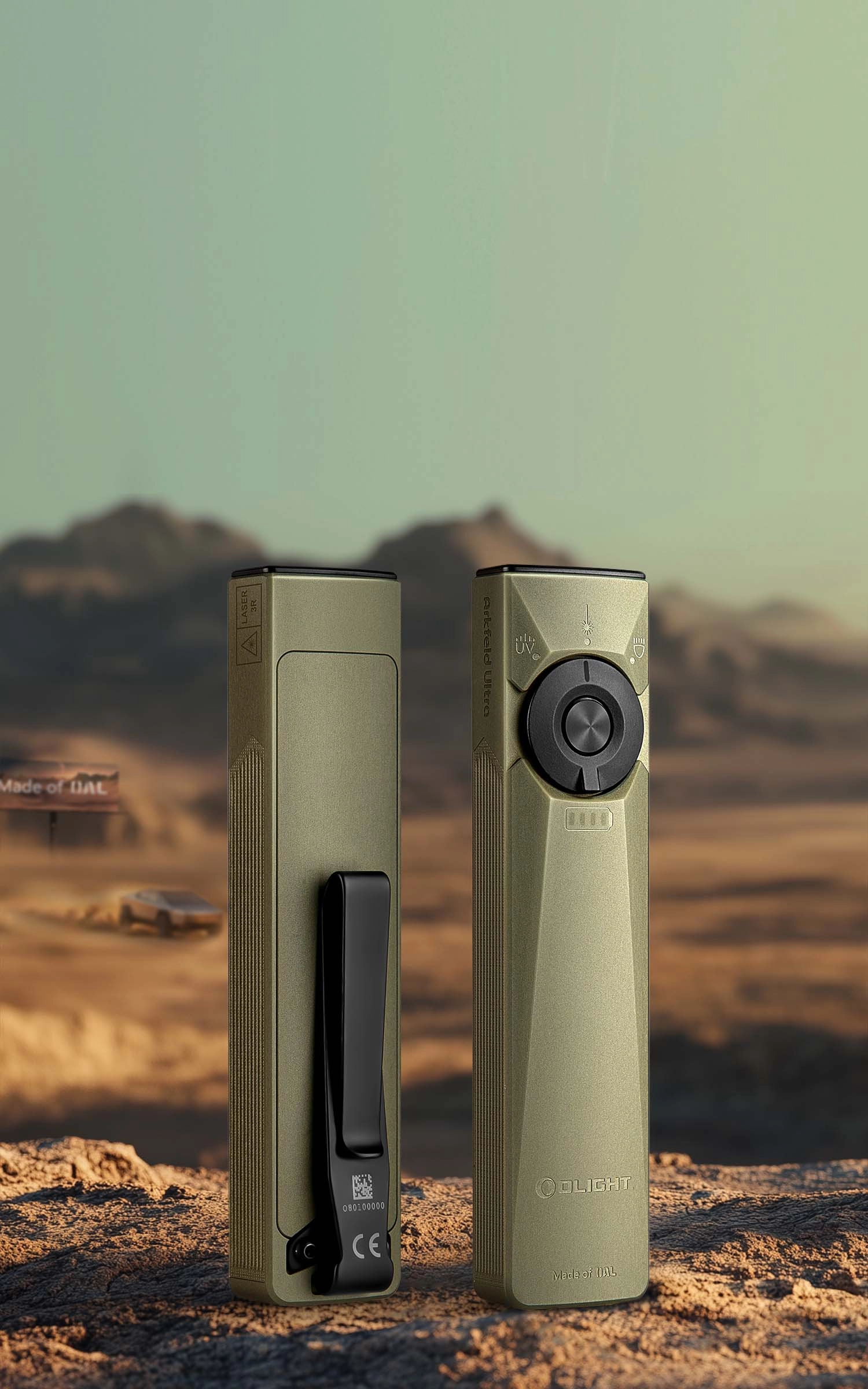 Arkfeld Ultra 3-in-1 EDC Flashlight 1400 Lumens UV Green Laser OAL