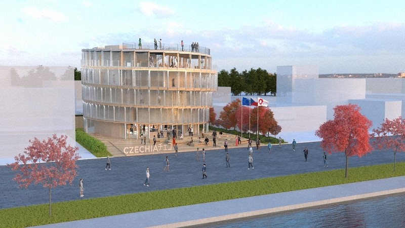 パビリオン万華鏡・EXPO2025：チェコ ガラスと木材の螺旋