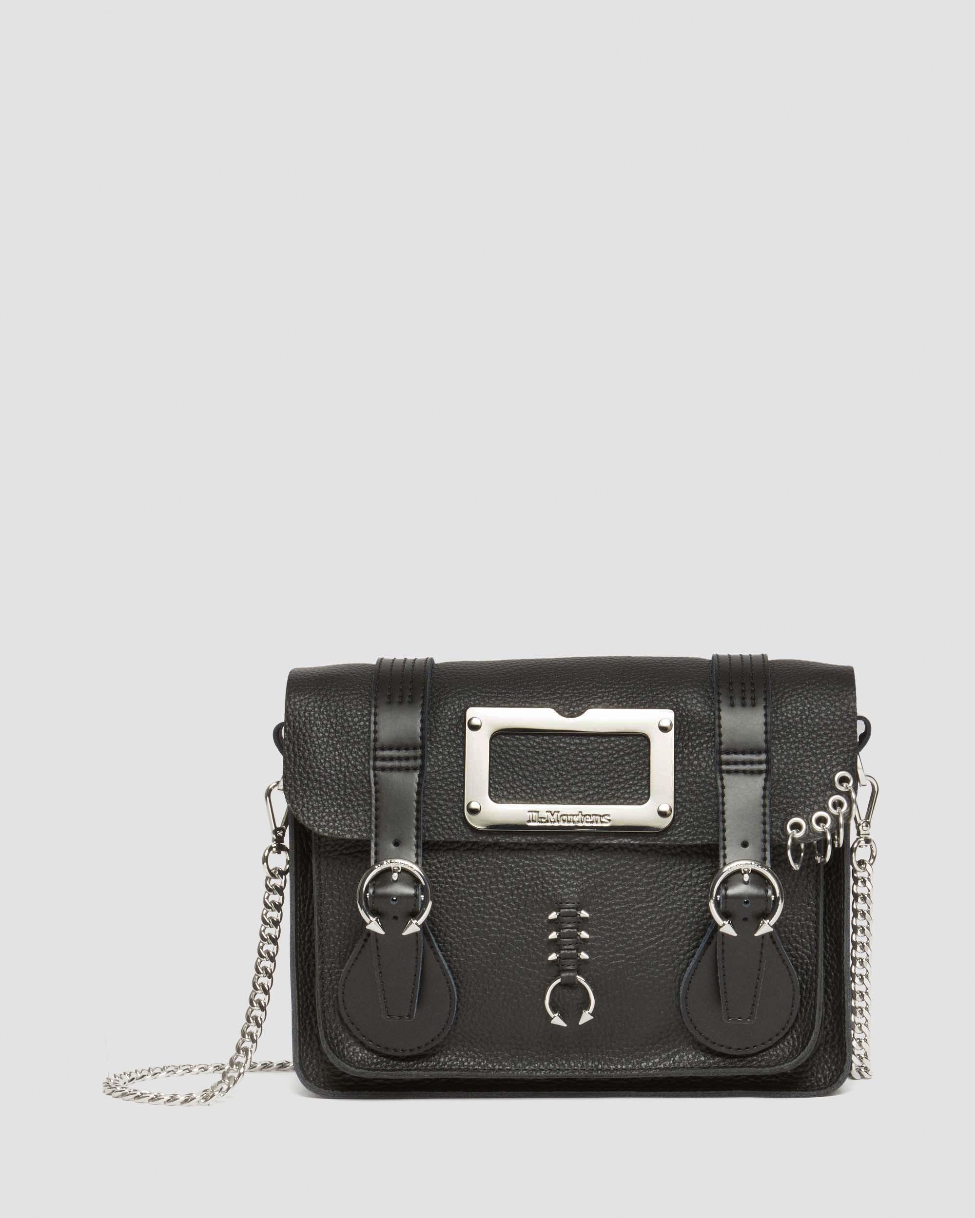 11 Inch Piercing Leather Messenger Bag in Black | Dr. Martens