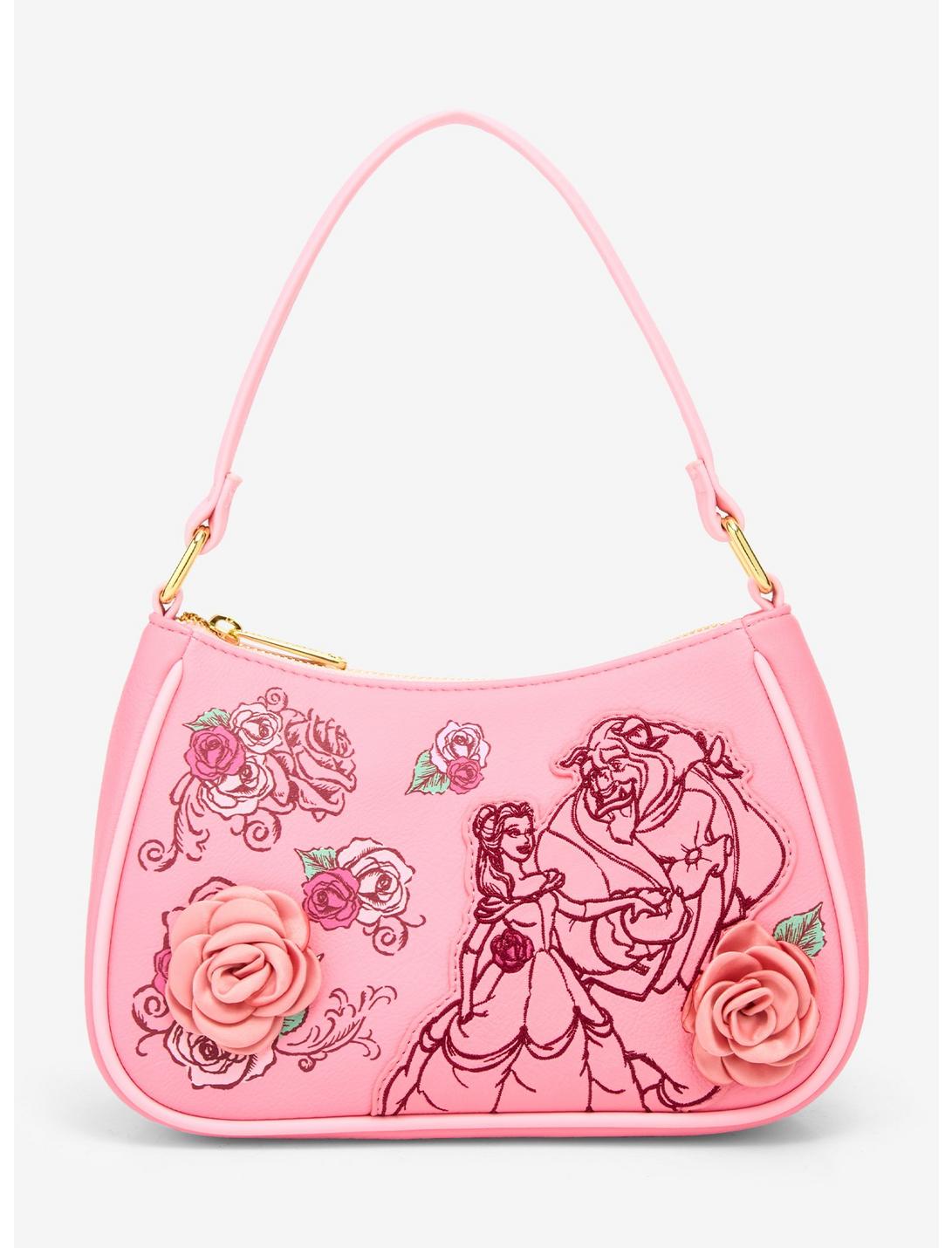 Loungefly Disney Beauty and the Beast Pink Roses Crossbody Bag