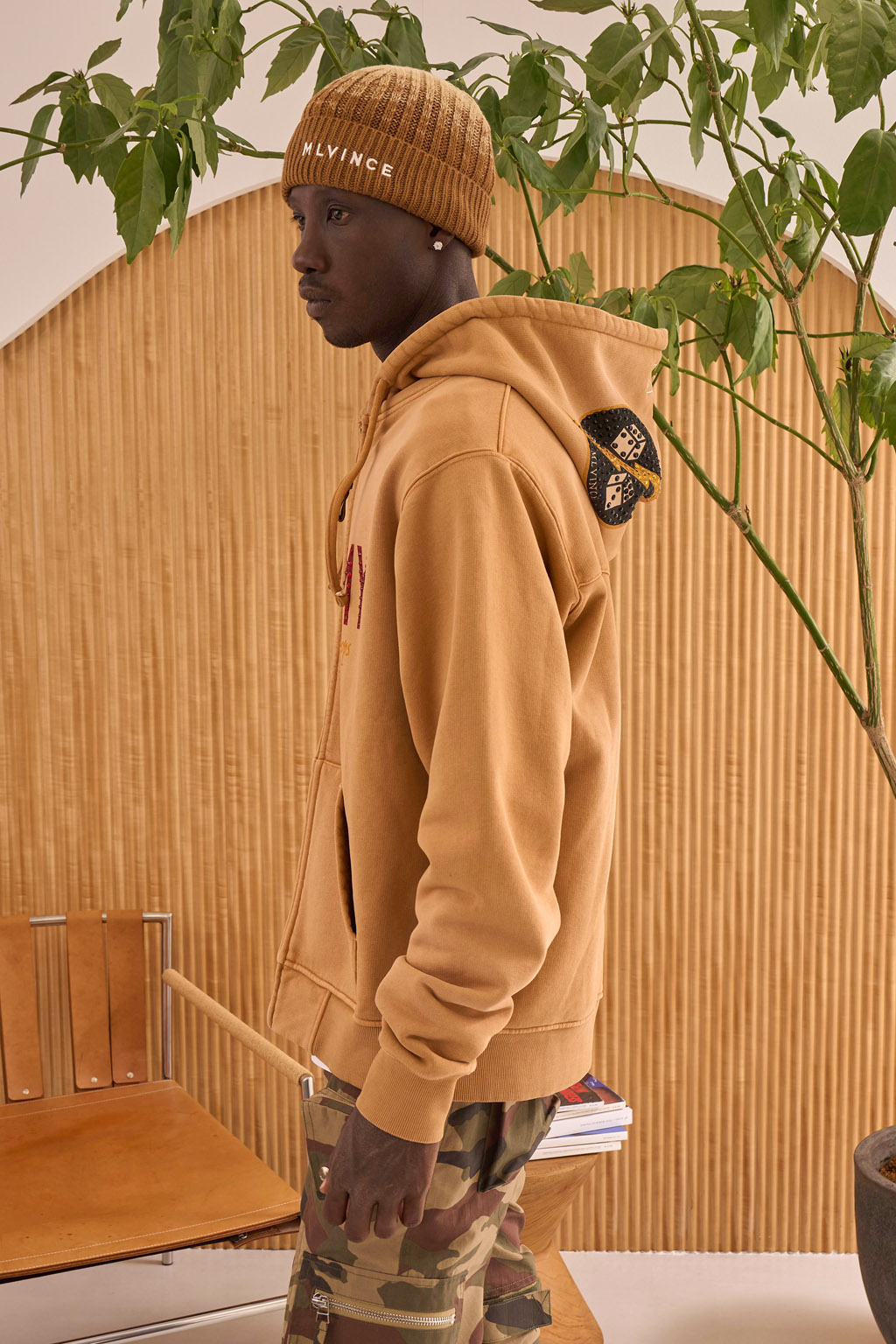 ARMY ZIP HOODY - BROWN - MLVINCE