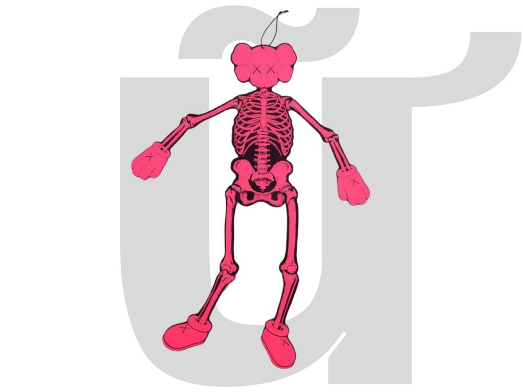 KAWS Skeleton Board Cutout Ornament (Pink) - Flace