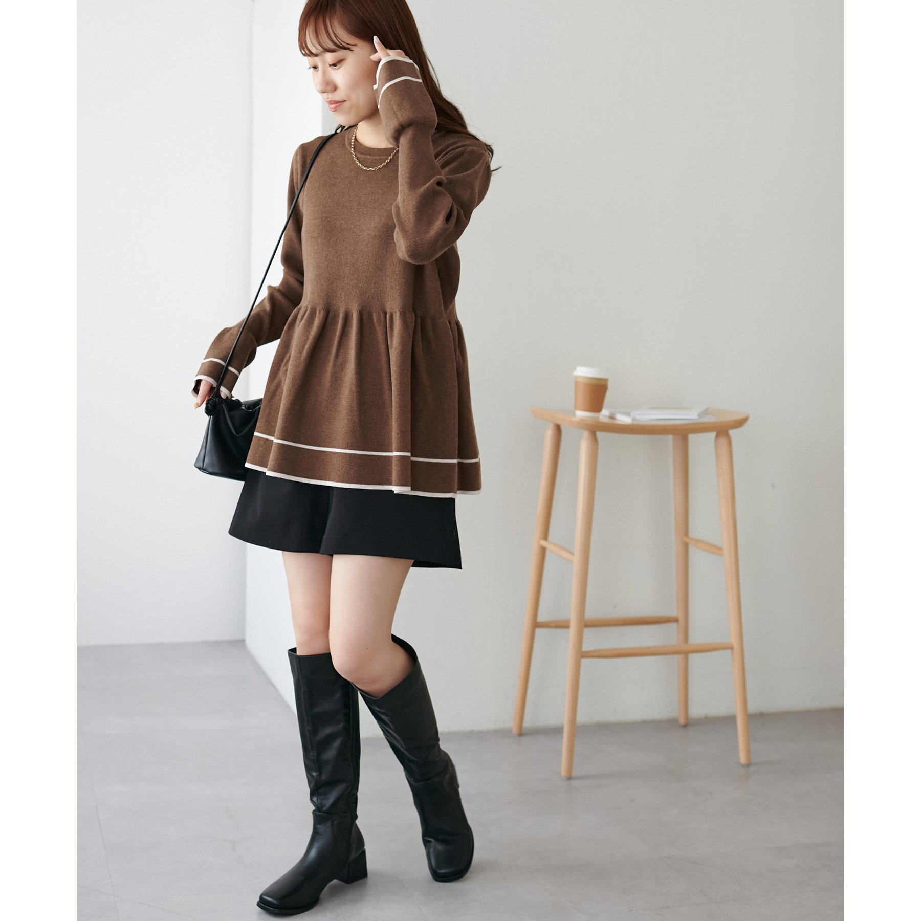 WEB限定】ライン配色ペプラムニット | ファッション通販サイト NUGU