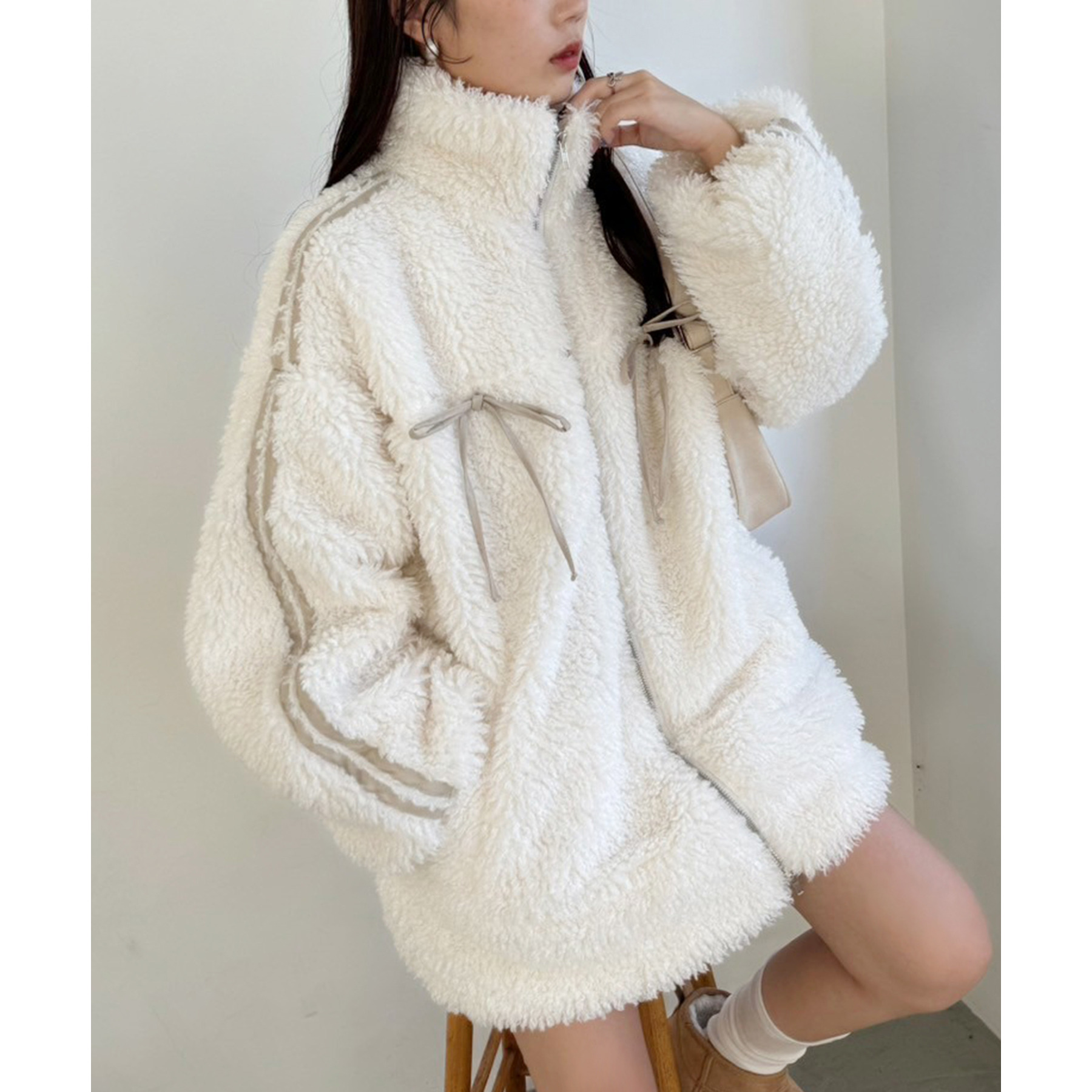 サイドラインボアジャケット/リボン取り外し可能 | ファッション通販