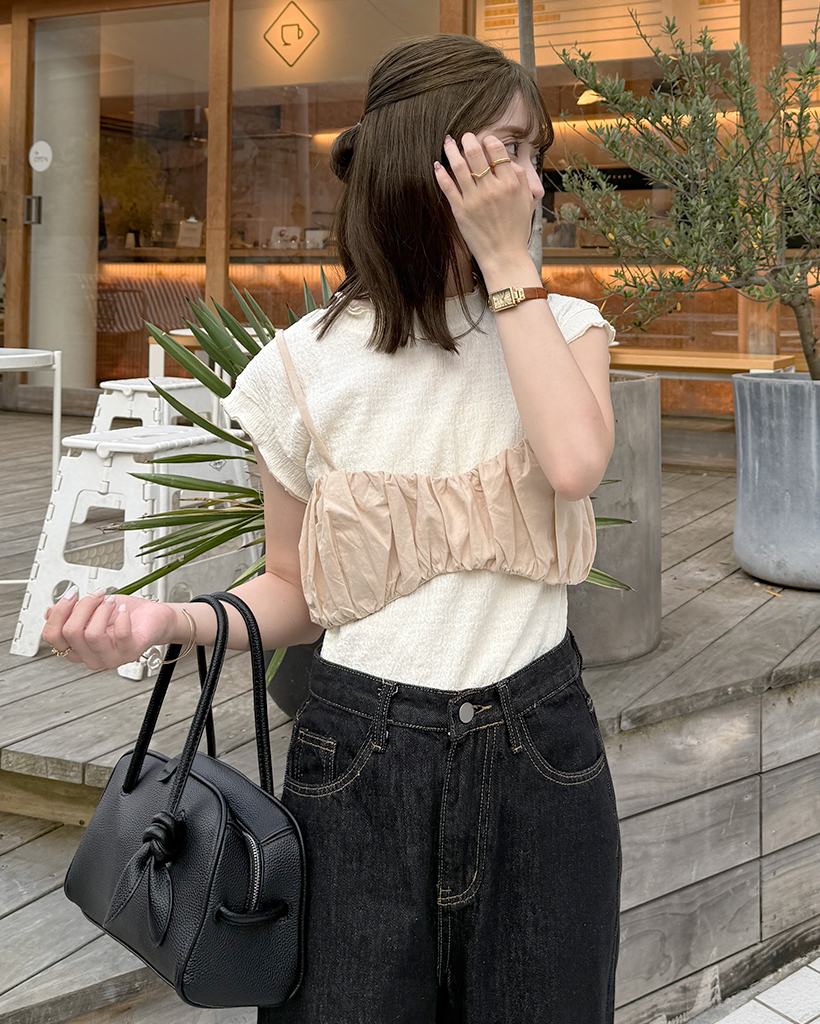 シャーリングクロップドビスチェ | ファッション通販サイト NUGU