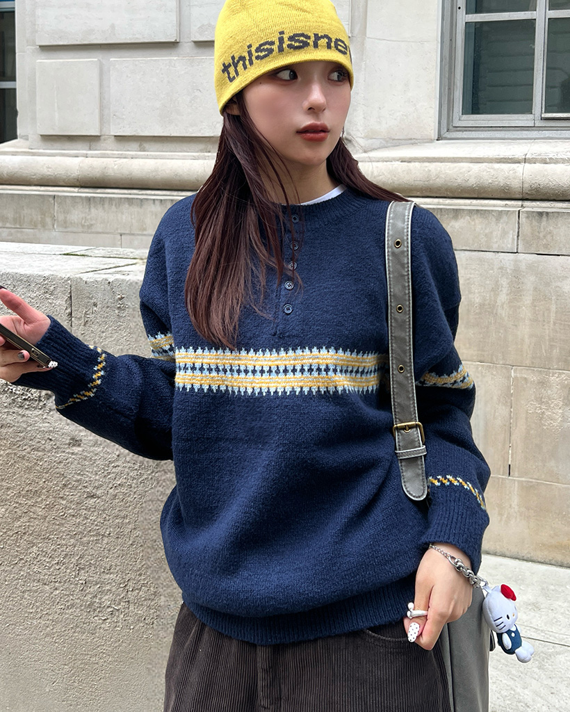 ヘンリーネックノルディックセーター | ファッション通販サイト NUGU