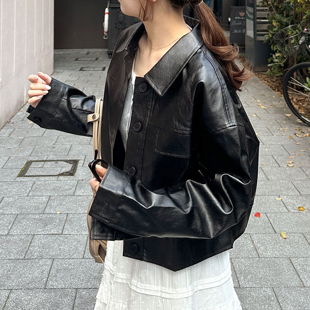カジュアルショートレザージャケット | ファッション通販サイト NUGU