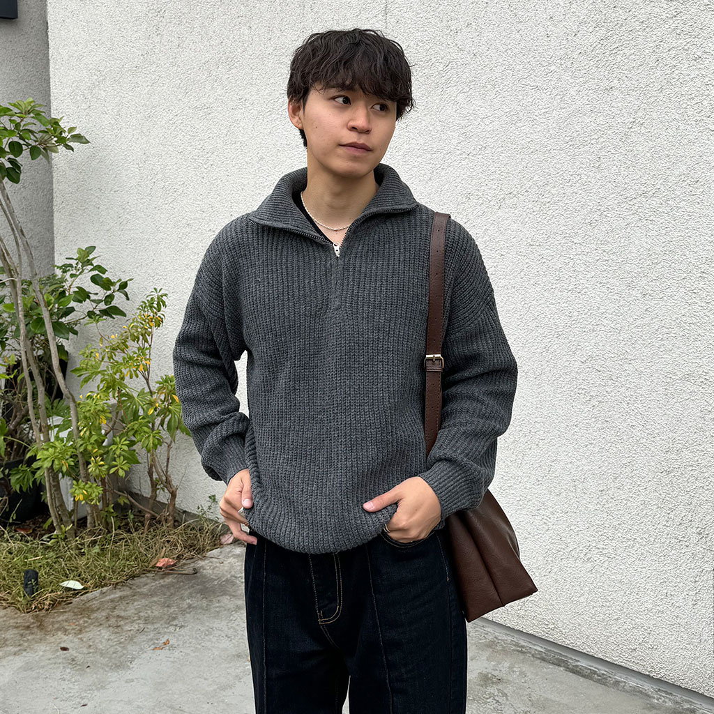 ハイネックハーフジップアップニット | ファッション通販サイト NUGU