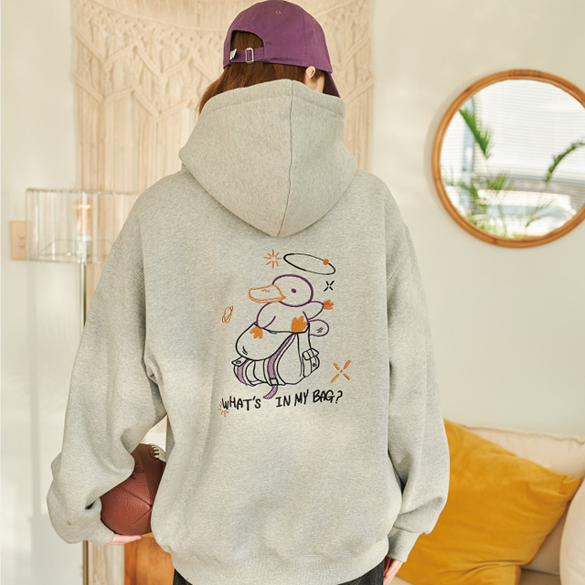 裏起毛]ステッチフード付きパーカーグレー | ファッション通販サイト NUGU