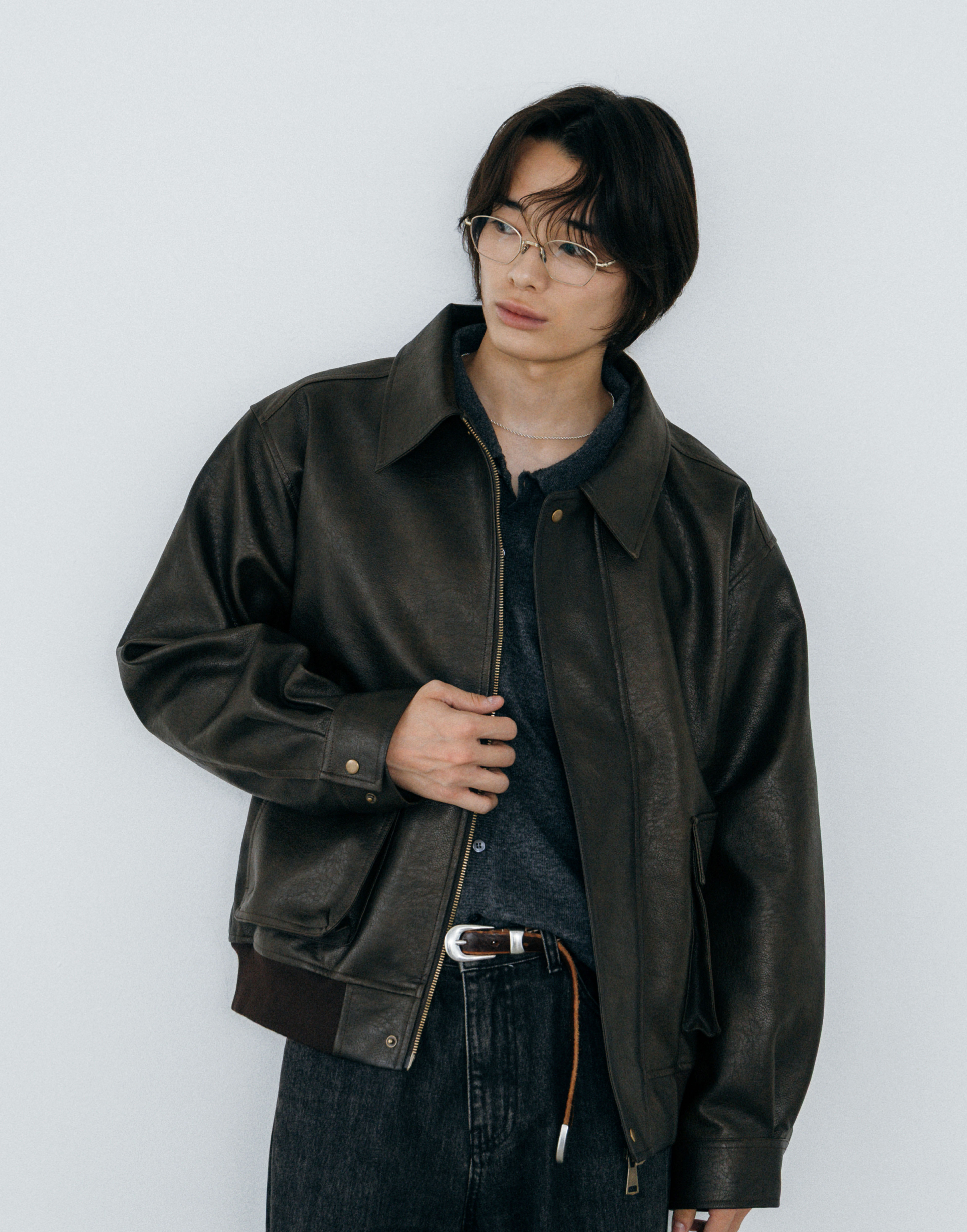 ORIGINAL) レザーライクボンバージャケット | ファッション通販サイト NUGU