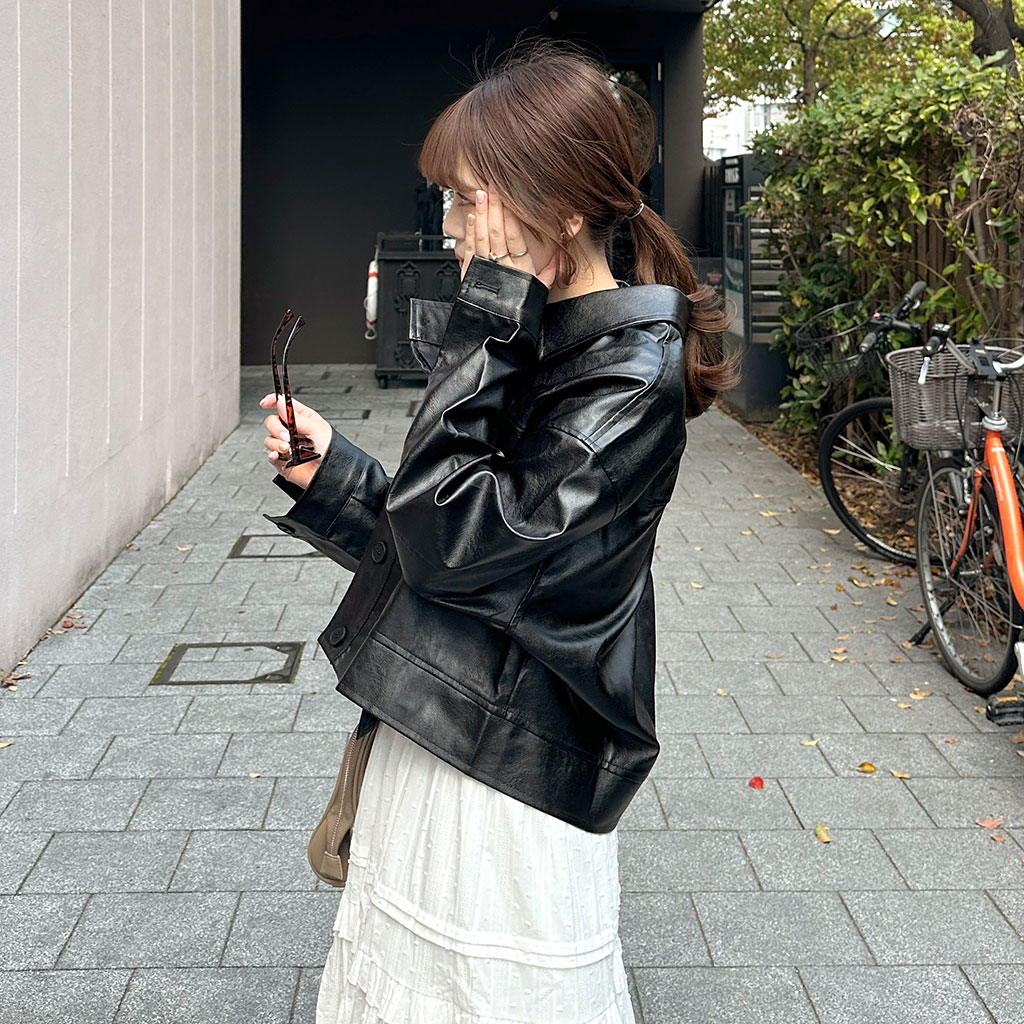 カジュアルショートレザージャケット | ファッション通販サイト NUGU