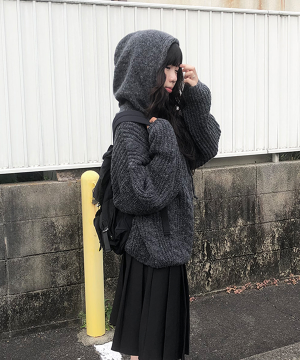 ケーブル編みニットジップパーカー (6color) | ファッション通販サイト