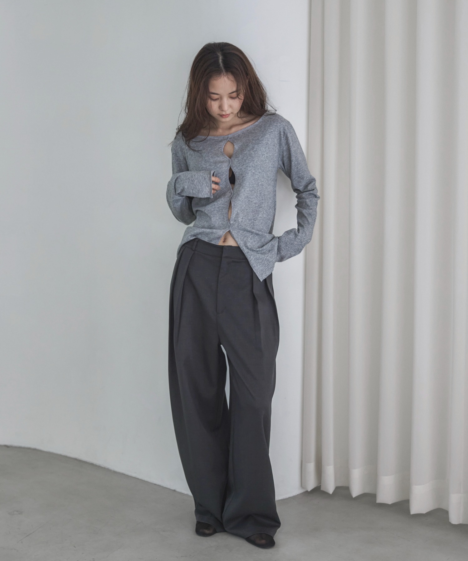 4size展開/セットアップ可】ダブルタックワイドスラックス