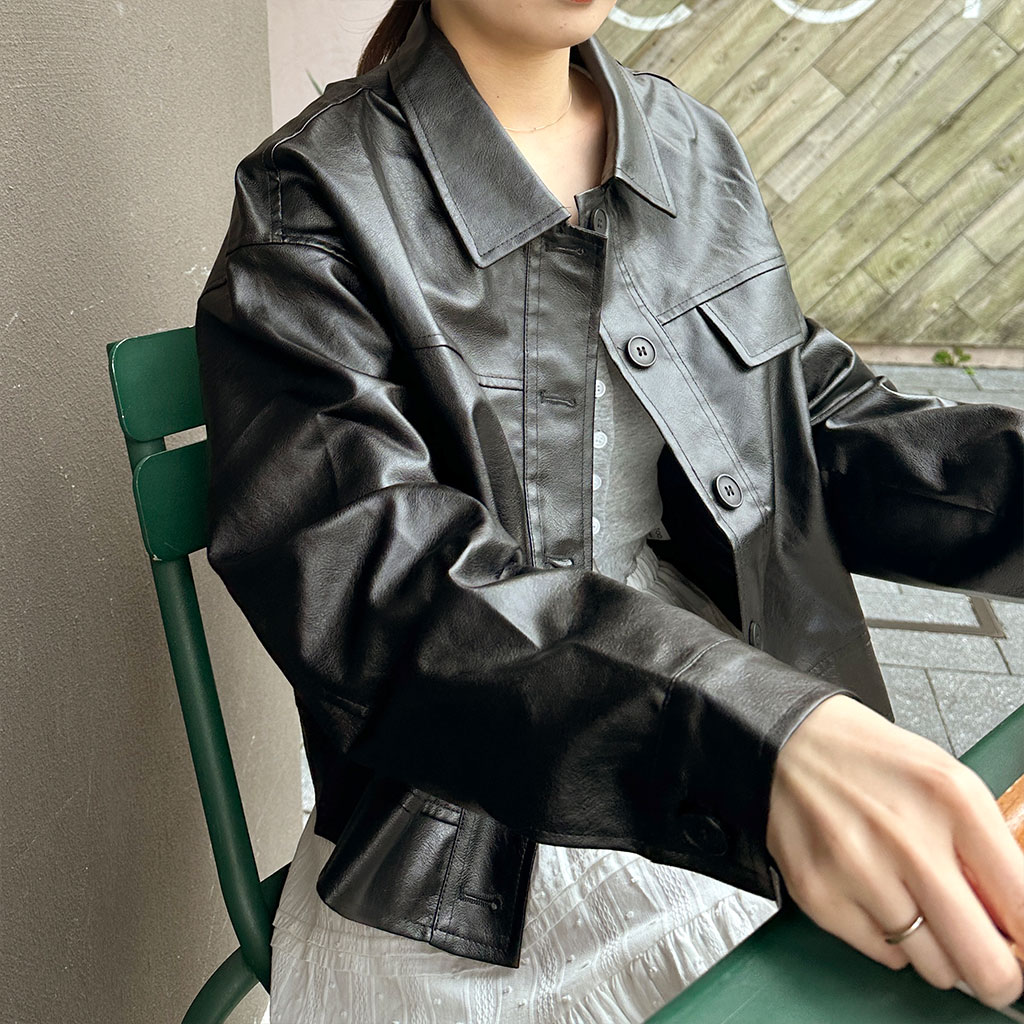 カジュアルショートレザージャケット | ファッション通販サイト NUGU