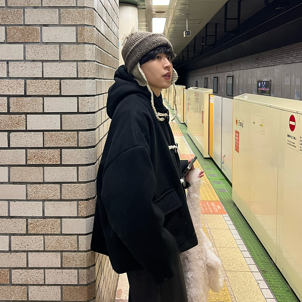 ユニセックス) フラットポケットショートダッフルコート