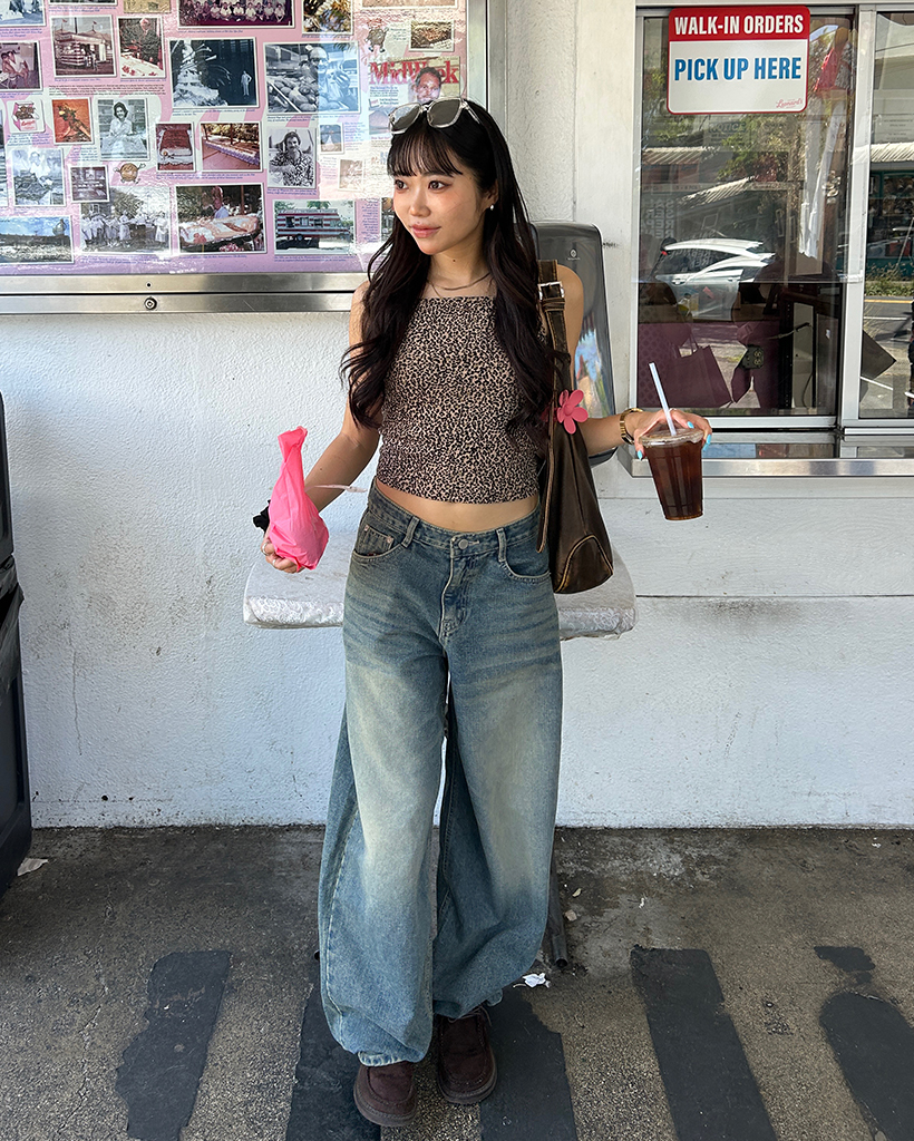 レオパードセミクロップドキャミソール | ファッション通販サイト NUGU