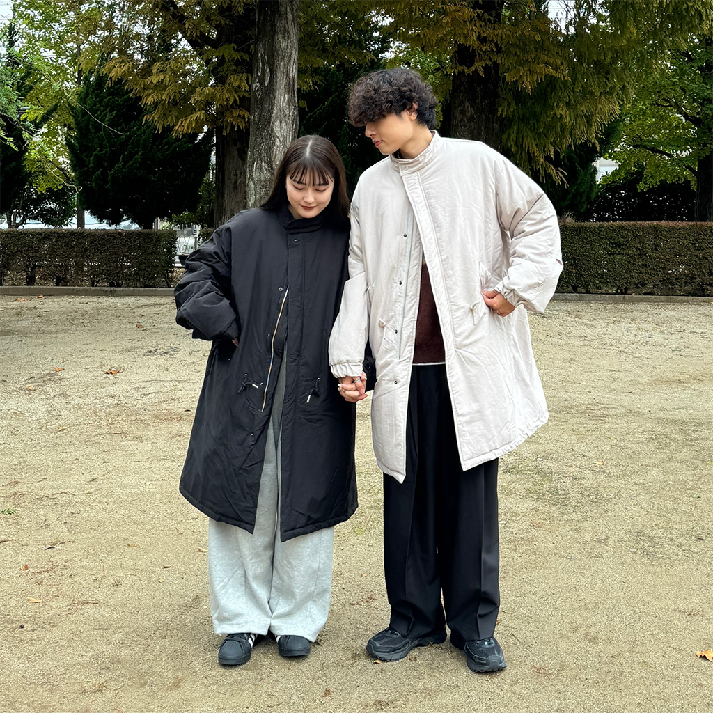 ユニセックス) キルティングロングミリタリージャケット