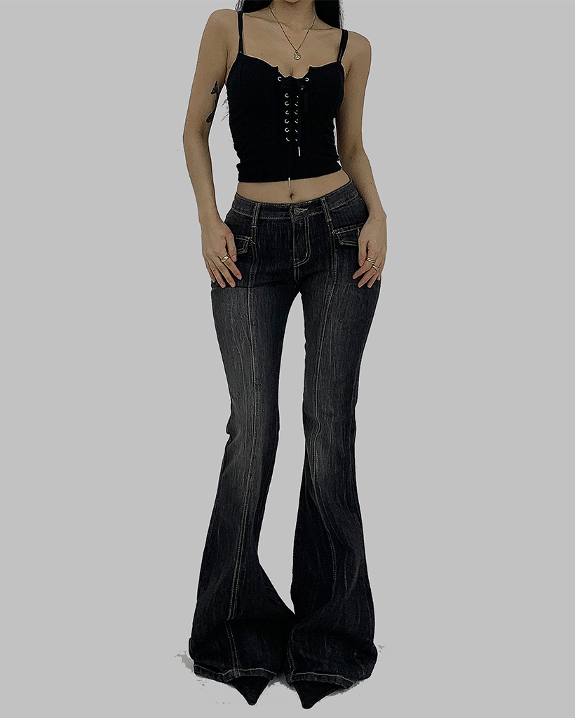 ミドルローライズデニムブーツカットパンツ | ファッション通販サイト NUGU