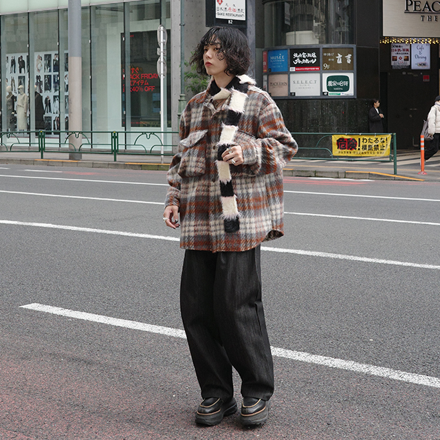 ユニセックス)ビッグチェック柄ポケットジャケット | ファッション通販