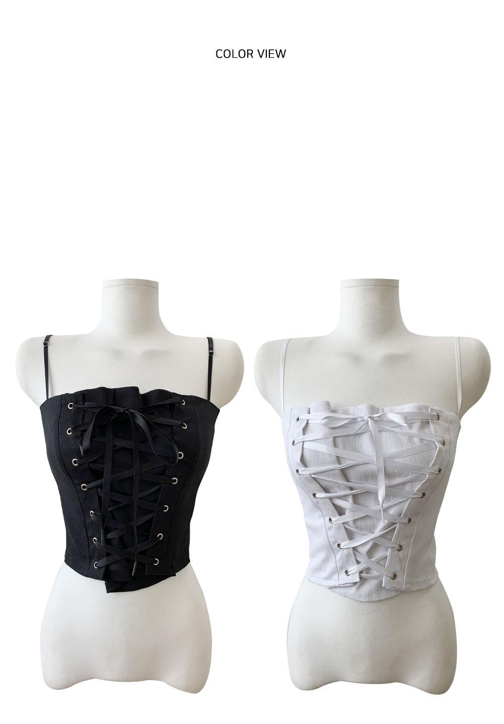 キッチュコットンリボンコルセットトップ-2color | ファッション通販