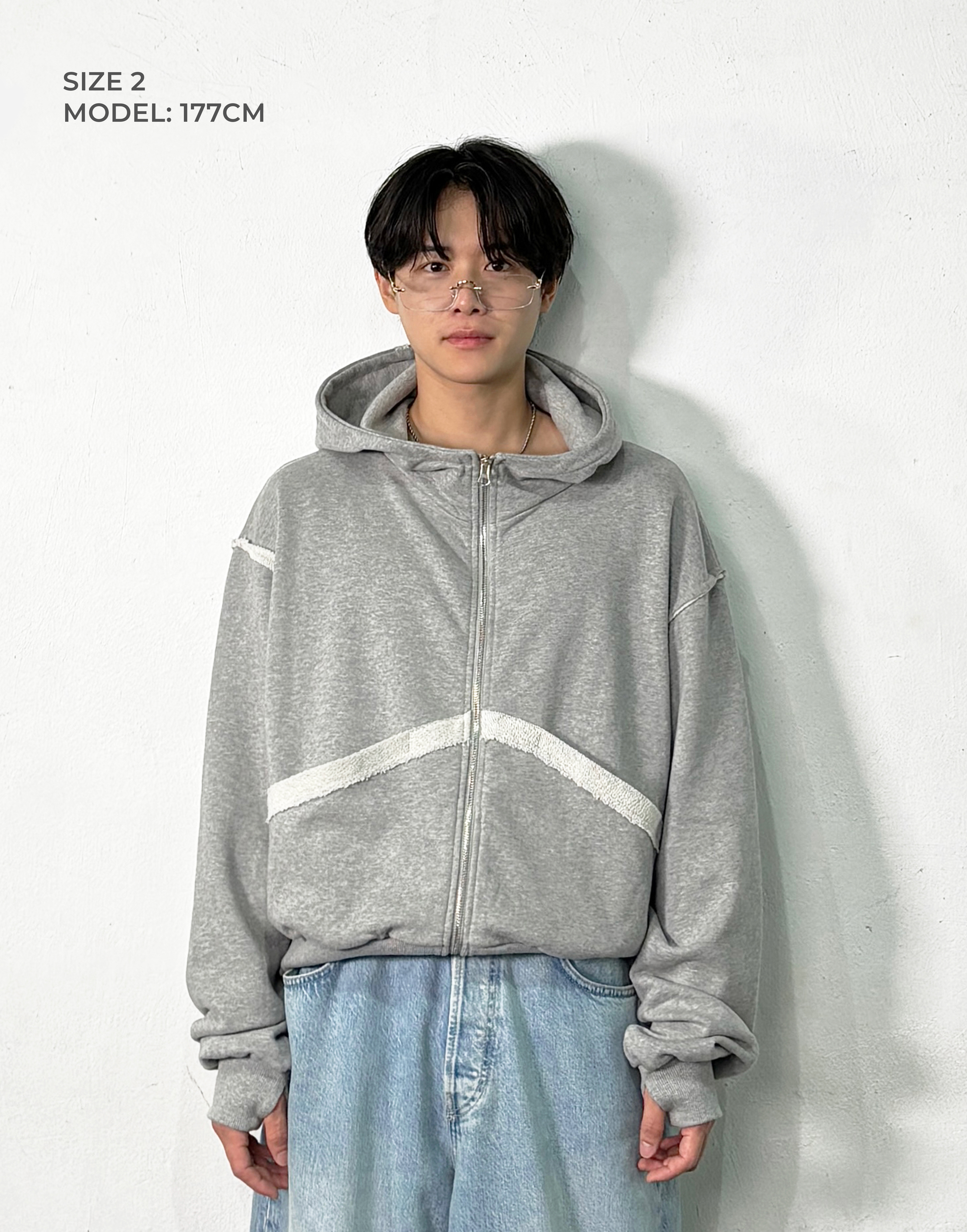 ORIGINAL) カットオフクロップド2wayジップパーカー | ファッション