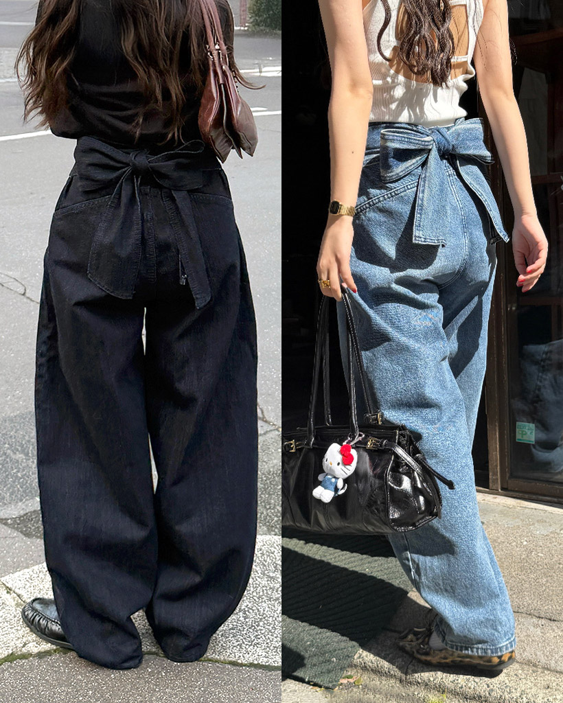 4回再販](ORIGINAL) リボンタックバルーンデニムパンツ | ファッション