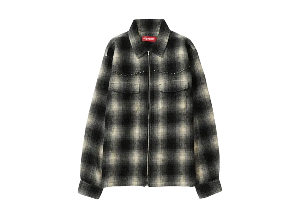 Supreme Studded Shadow Plaid Zip Up Shirt 