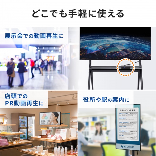 テレビに直接繋げてSDカードやUSBメモリのデータを再生できる4K対応の