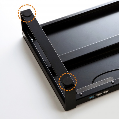 MR-LC204BKN【電源タップ＋USBハブ付き机上ラック（W500)】電源タップ