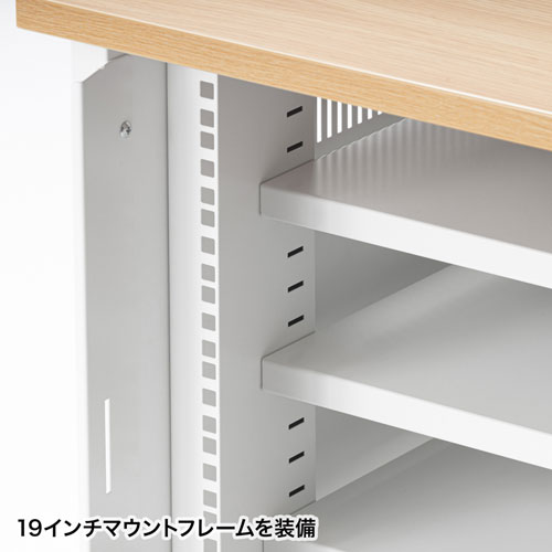 CP-501【19インチマウントボックス（10U・D600・木目天板×ホワイト