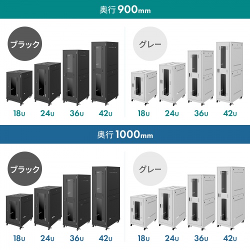 CP-SVN4290BKN【19インチサーバーラック(42U)】42Uの大型タイプで