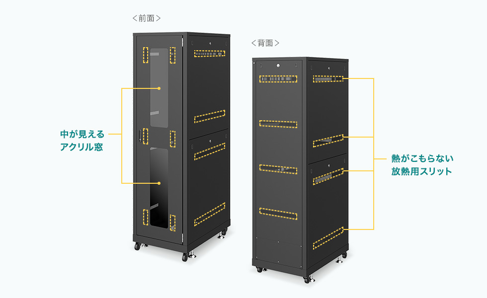 CP-SVN4290BKN【19インチサーバーラック(42U)】42Uの大型タイプで
