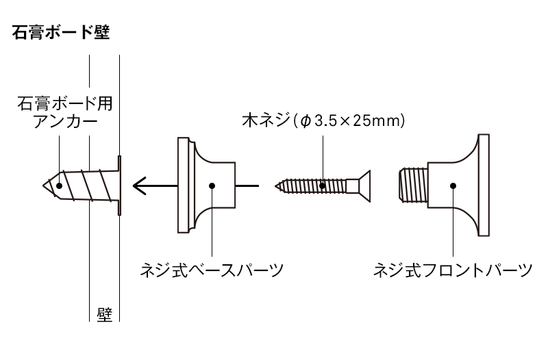 真鍮フック1型｜木壁40kg対応・省スペースで使いやすいネジ式｜SCOPE