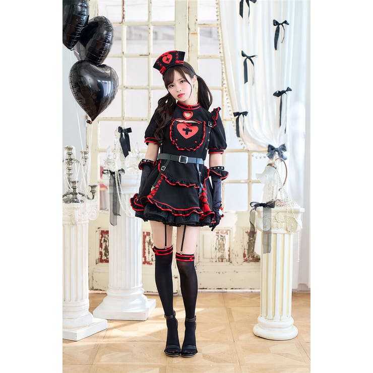 藤咲凪着用】ハートシリンジブラックナース《ハロウィンコスプレ9点