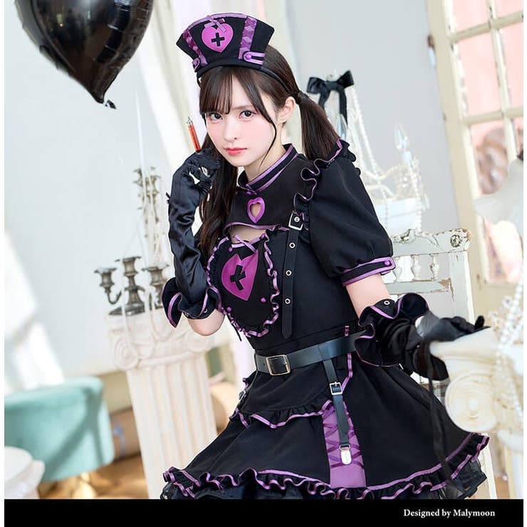 藤咲凪着用】ハートシリンジブラックナース《ハロウィンコスプレ9点
