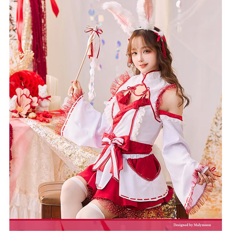 ポルカドットドーリー巫女バニー《オリジナルコスプレ7点セット