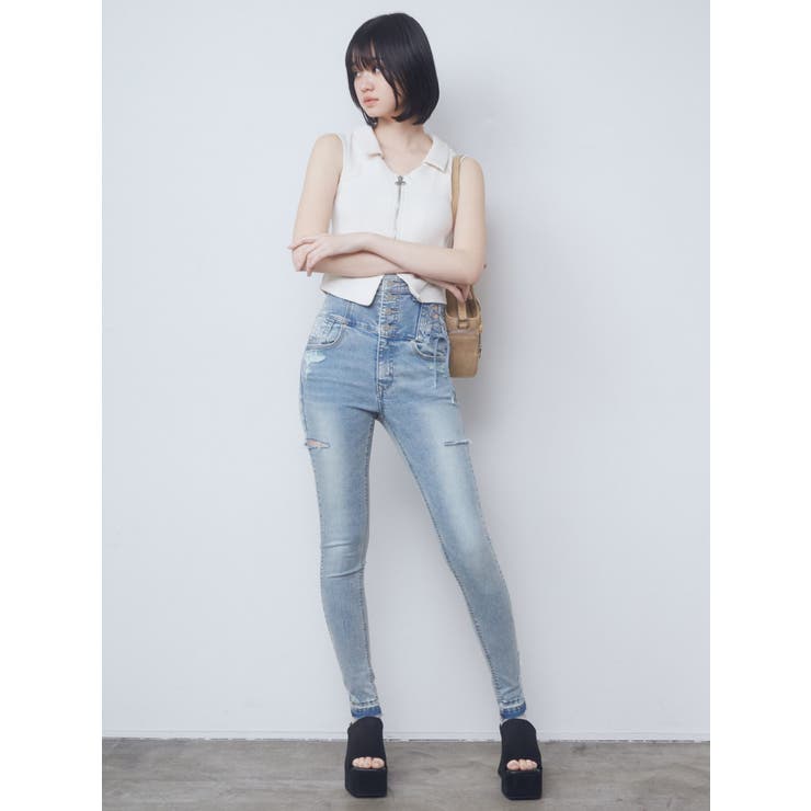 アシンメトリーレースアップハイウエストパギンス[品番：MKSW0058643