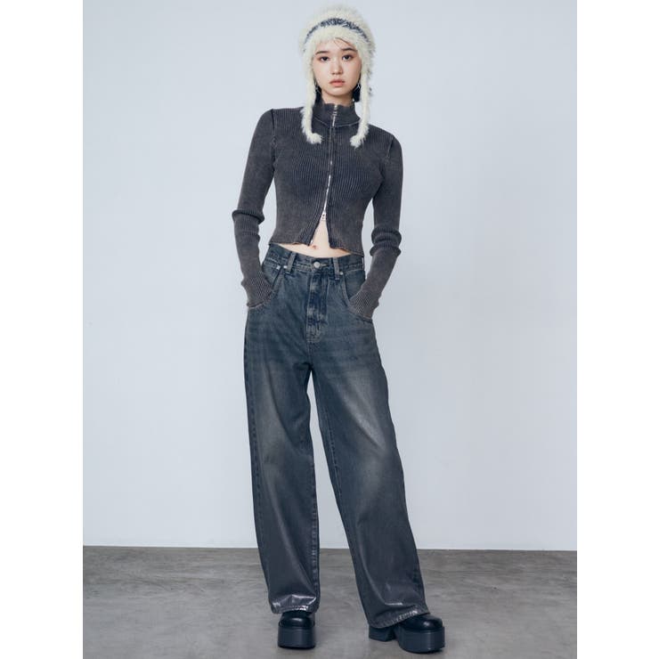 ウォッシュリブジップニット[品番：MKSW0061633]｜EMODA（エモダ）の