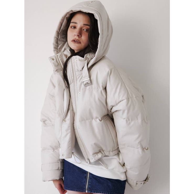 ショートフェイクレザーダウンコート[品番：MKSW0047147]｜GYDA