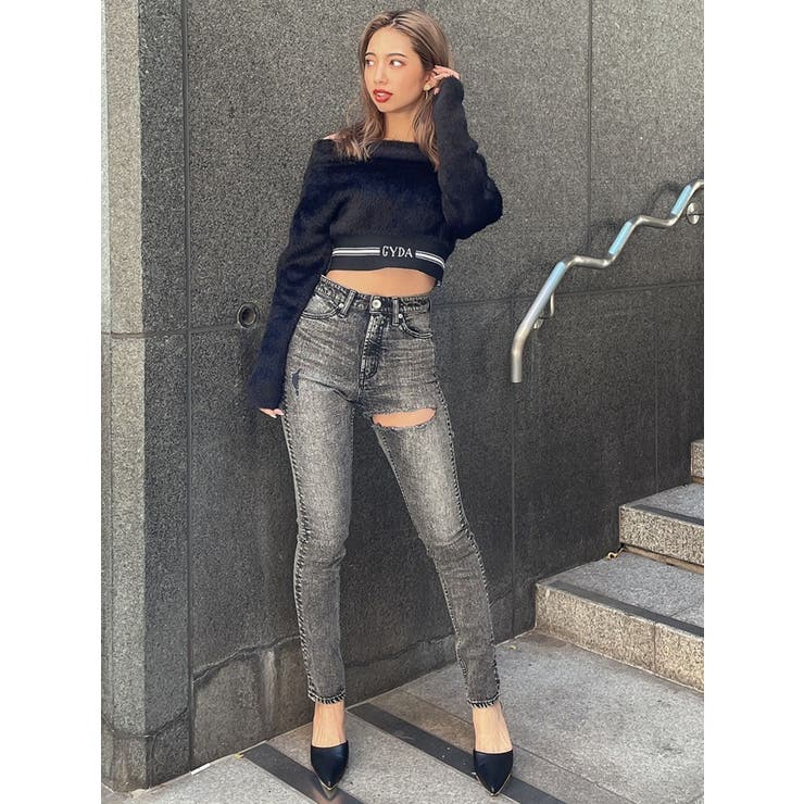 H/WインナーRIPPED スキニーデニムパンツ[品番：MKSW0047755]｜GYDA