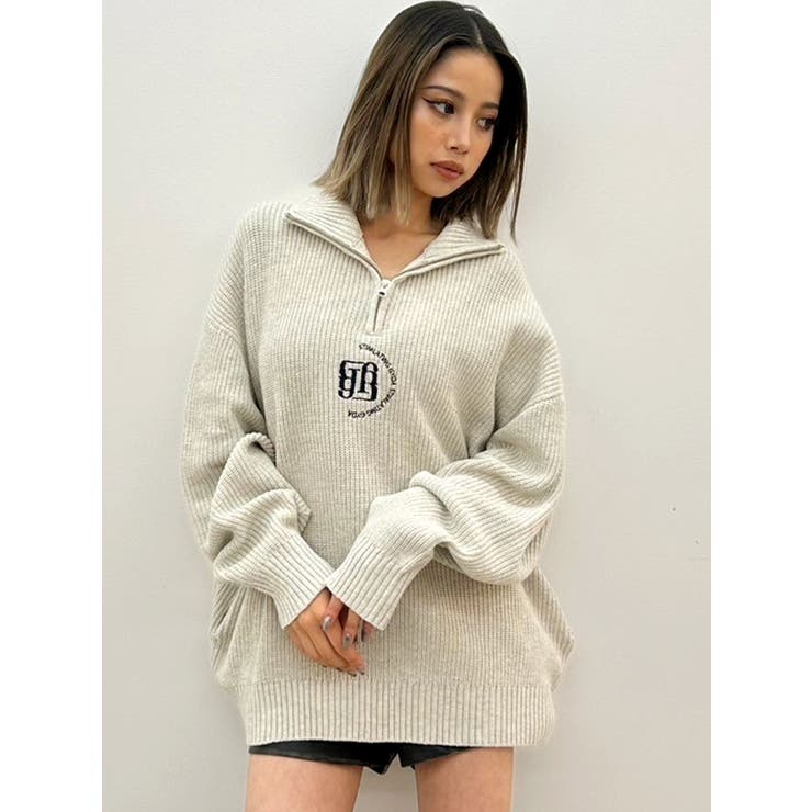 GYGYロゴハーフZIPニットトップス[品番：MKSW0060407]｜GYDA（ジェイダ